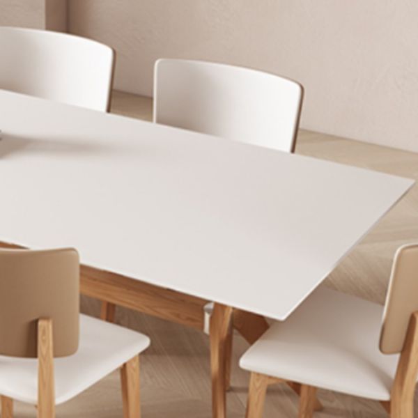 Modern Style Rectangle Table Sintered Stone Dining Table with Wood Legs