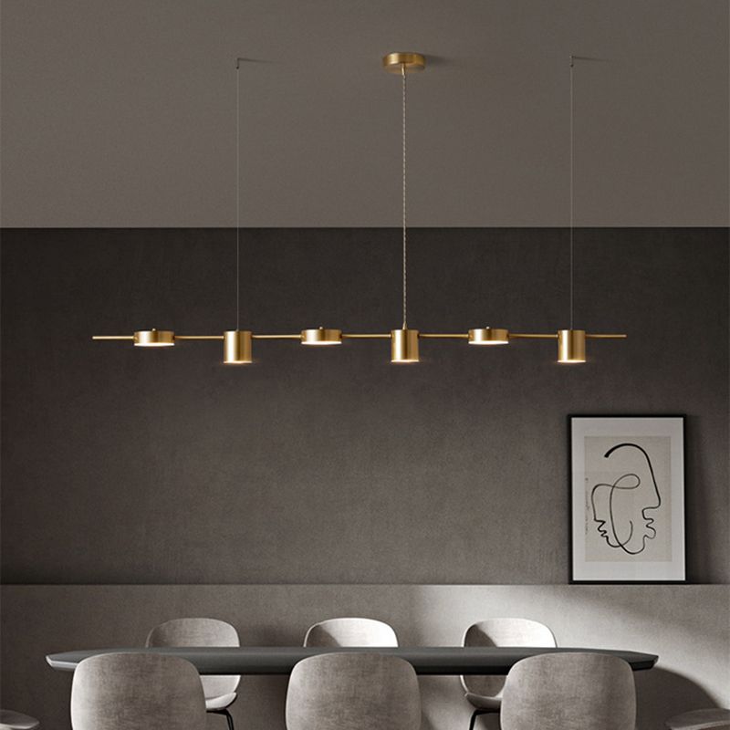 Metal Cylinder Island Pendant Modern Multiple-Light Island Lighting