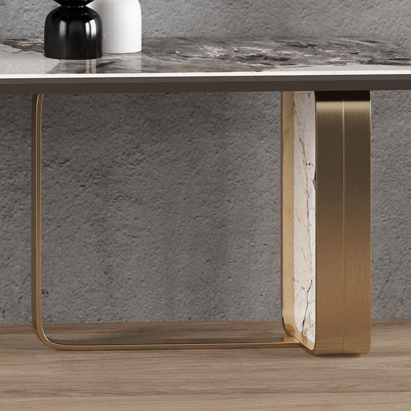 Mesa de comedor de piedra sinterizada moderna Juego de comedor de patas de oro de altura estándar para uso en el hogar
