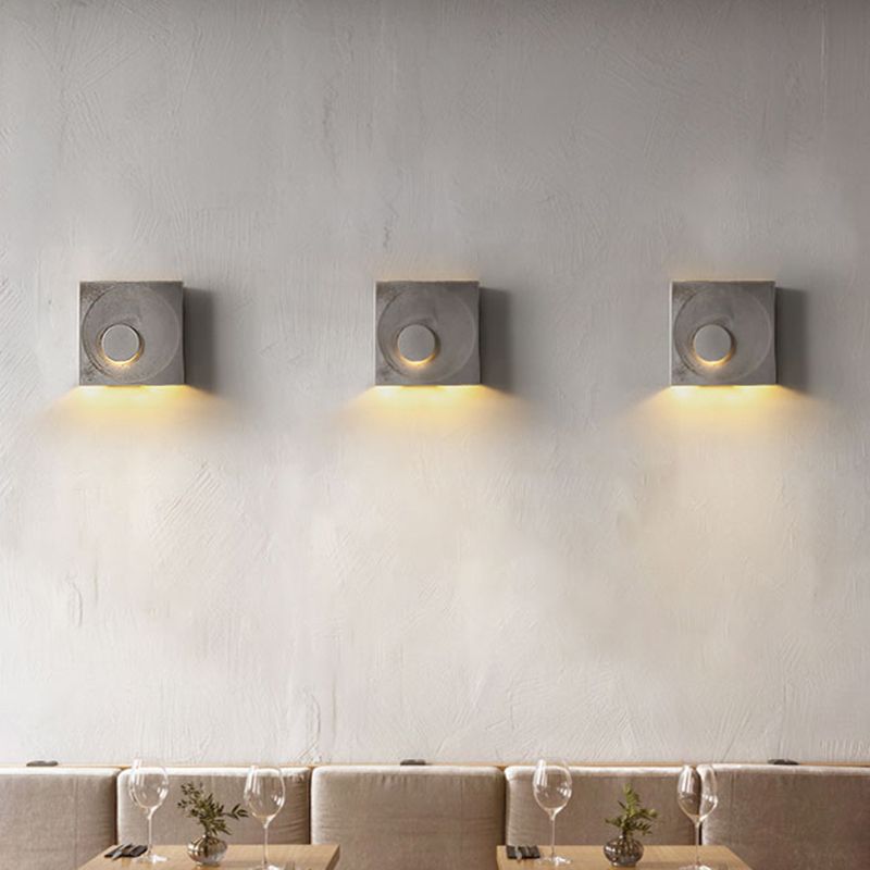 Nordic Style Square Shaped LED Wall Sconce Light Cement Bedroom Wall Mounted Lighting