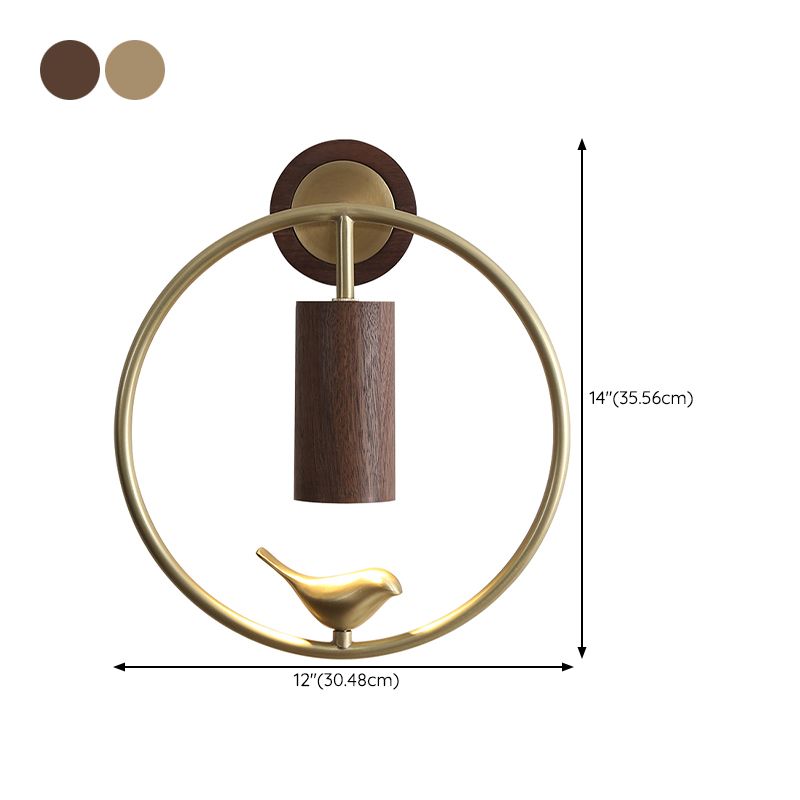 Modern Simple Wooden Wall Light Round Shape Wall Lamp for Living Room