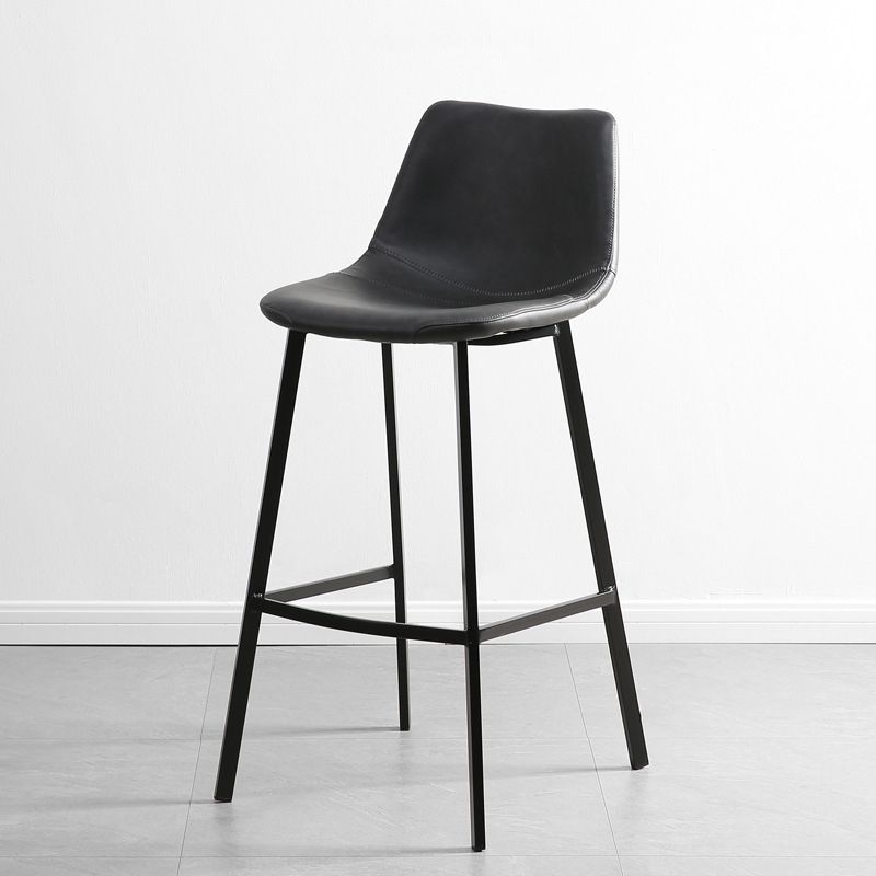 Contemporary Leather Bar Height Stool Metal Base Bar Stool for Living Room