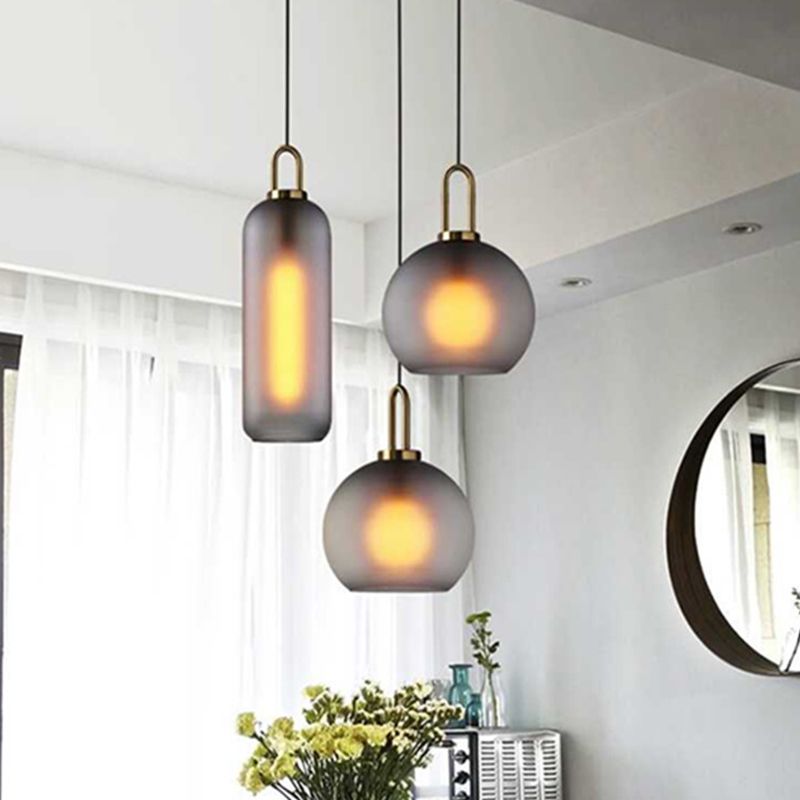 Contemporary Blown Glass Pendant Light 1-Light Hanging Pendant Lighting For Bedroom