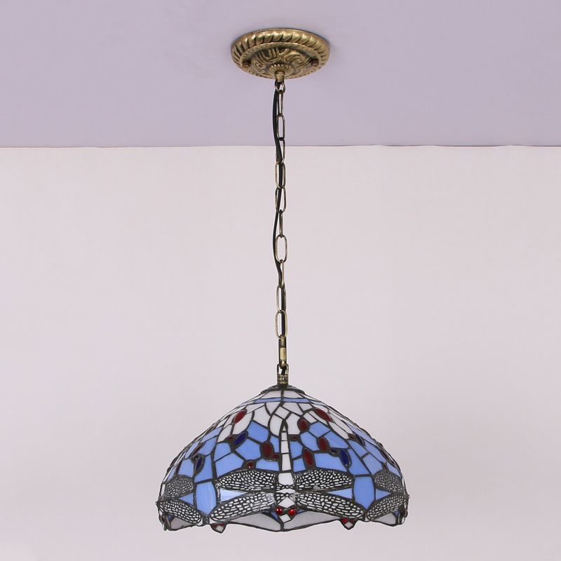 Tiffany Handcrafted Stained Glass Hanging Lamp Dragonfly Hanging Pendant Light