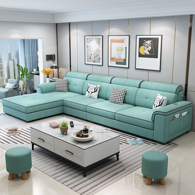 Scandinavian L-Shape Sectional with Pillow Top Arm for Living Room