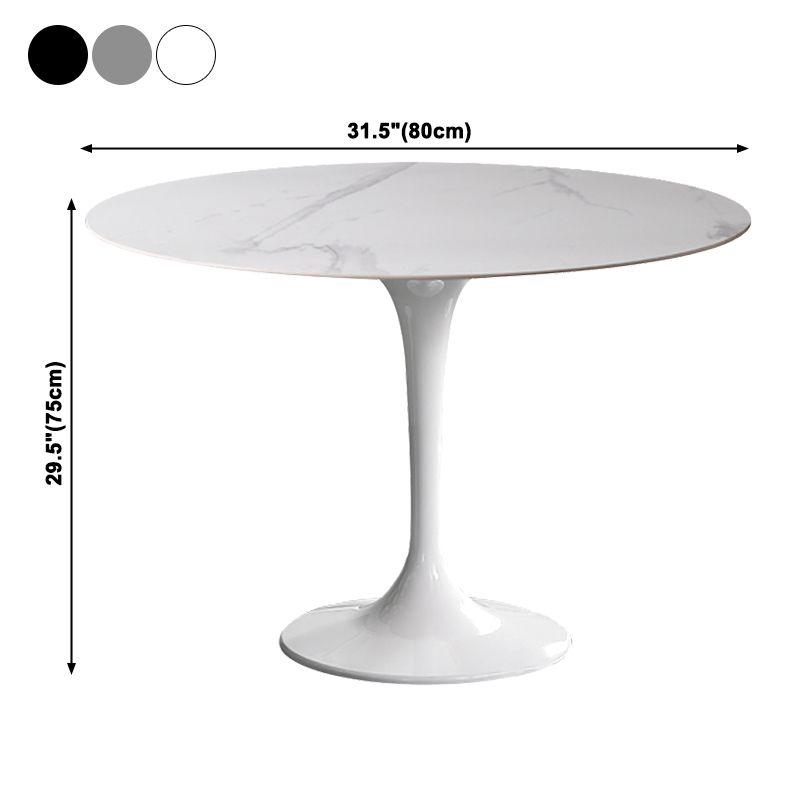 Mesa de comedor redonda Simplicity, mesa de piedra sinterizada con base de tulipán para comedor
