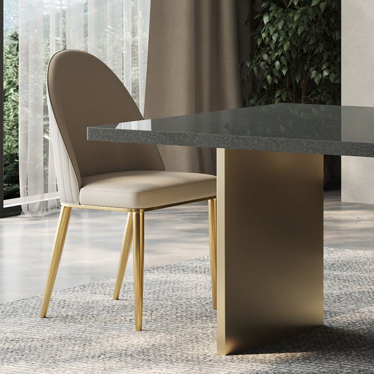 Glam Style Parsons Leather 4 Legs Dining Side Chair for Living Room