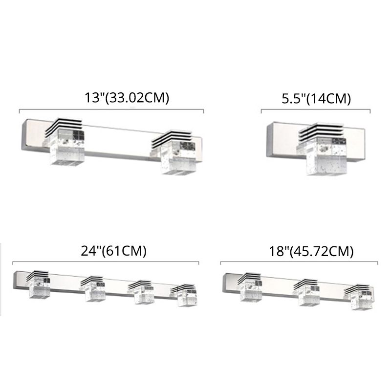 Luci a specchio di vanità quadrate Modern Minimalist Minimalist Crystal Vanity Light