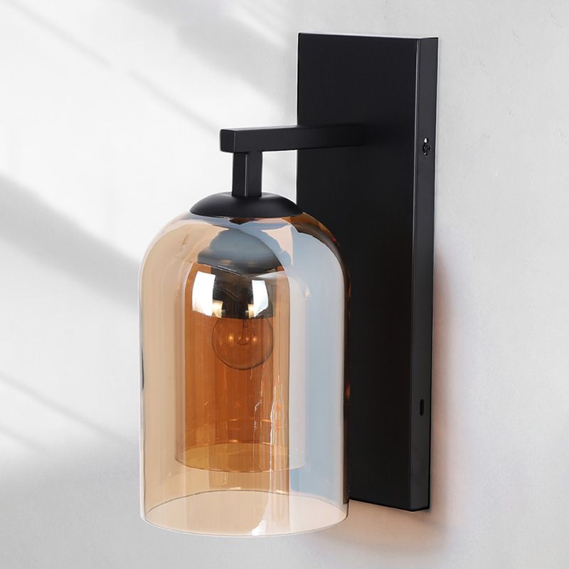 Contemporary Style Shaded Wall Lighting Fixture Glass Bedroom Wall Sconce Lighting