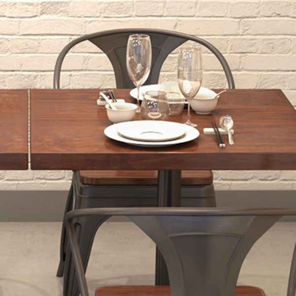 Solid Wood Dining Site Table Industrial Style Square Dinette Table with Pedestal Base