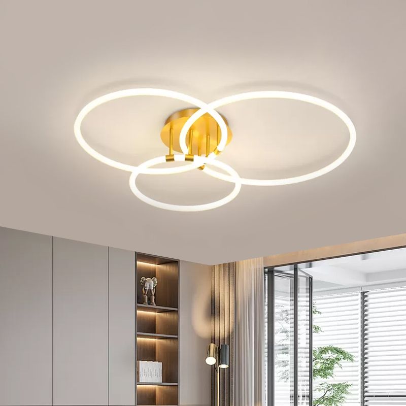 Hoepel woonkamer semi -spoellamp acryl led modernistisch plafond spoeling in goud, warm/wit licht