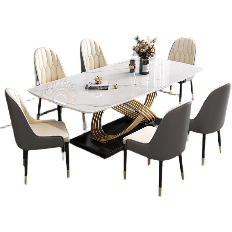 Nordic Glam Sintered Stone Dining Table Set 1/2/5/7 Pieces Dining Set for Home