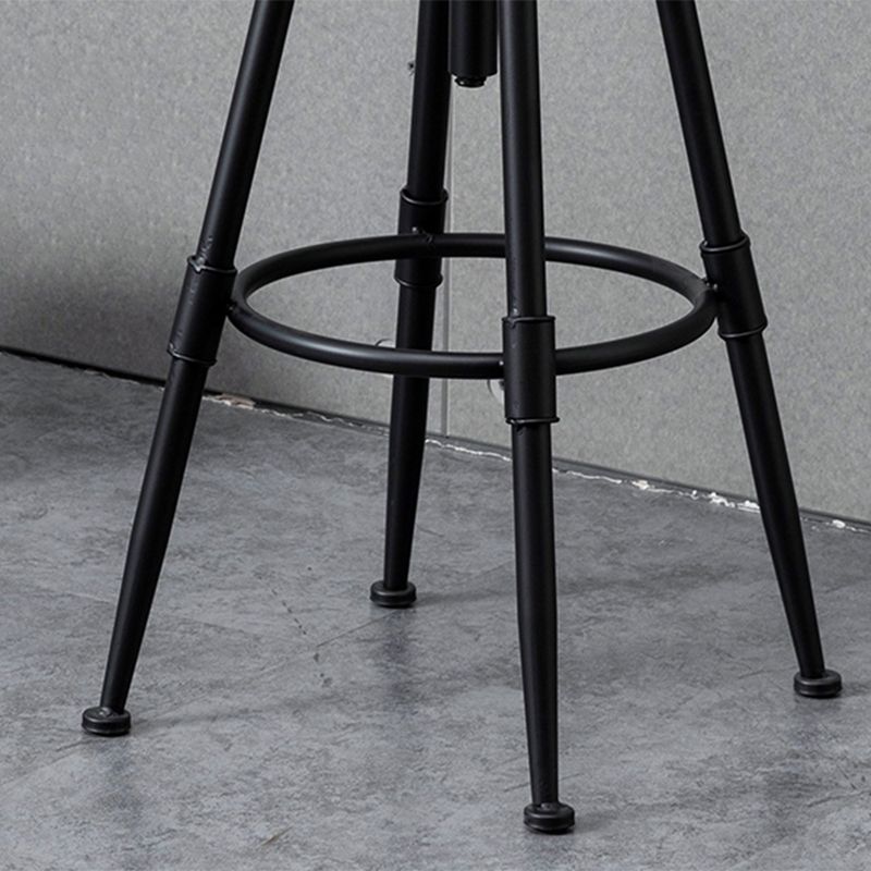 Industrial Iron Adjustable Swivel Barstool Indoor Tall Stool with Round Pine Seat