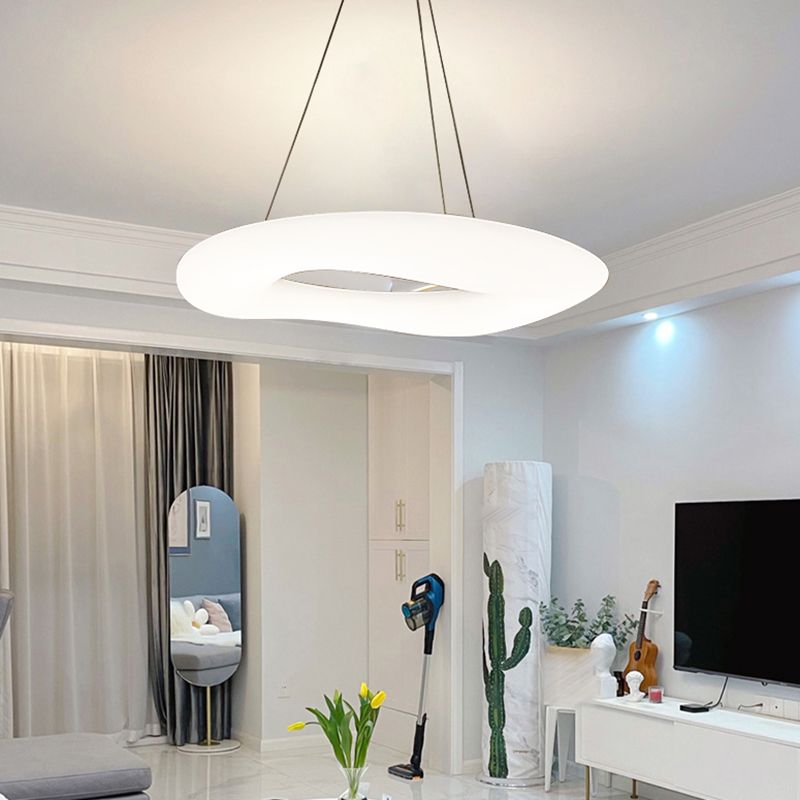 White LED Hanging Lamp Modern Style Plastic Chandelier Pendant Light for Bedroom