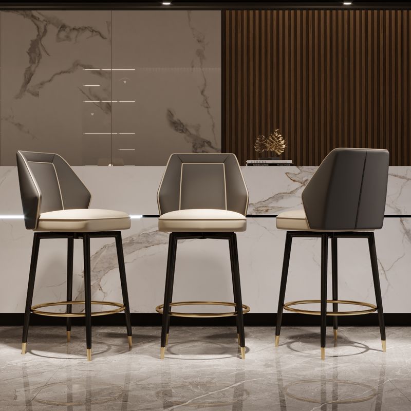 Glam Style Bar Stool Faux Leather Backrest Counter Stool for Bristol