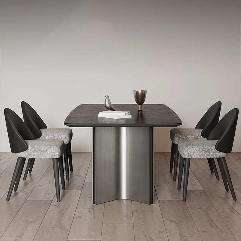 Rectangle Dining Table Stone Top Dining Table with Double Pedestal