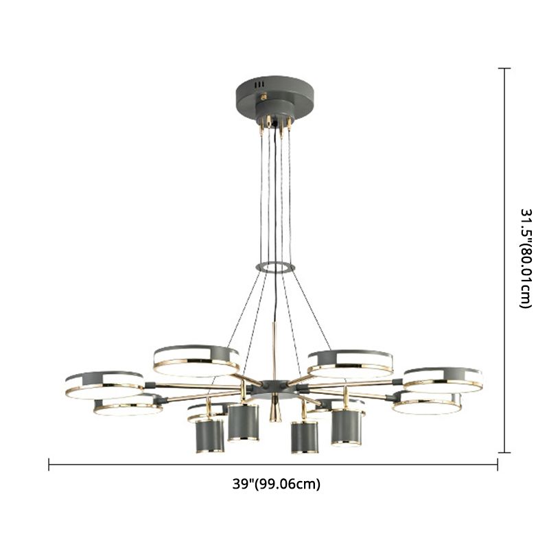 Sputnik LED Chandelier Creative Minimalist Acrylic Grey Hanging Light for Living Room