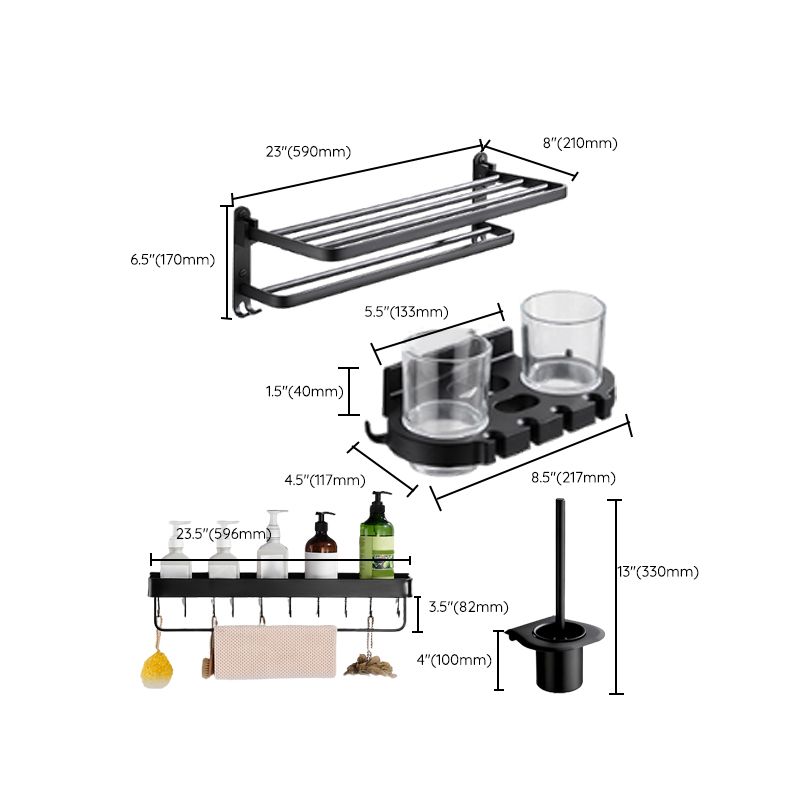 Modern Bath Hardware Set Black Towel Bar Paper Holder Bathroom Accessory Kit