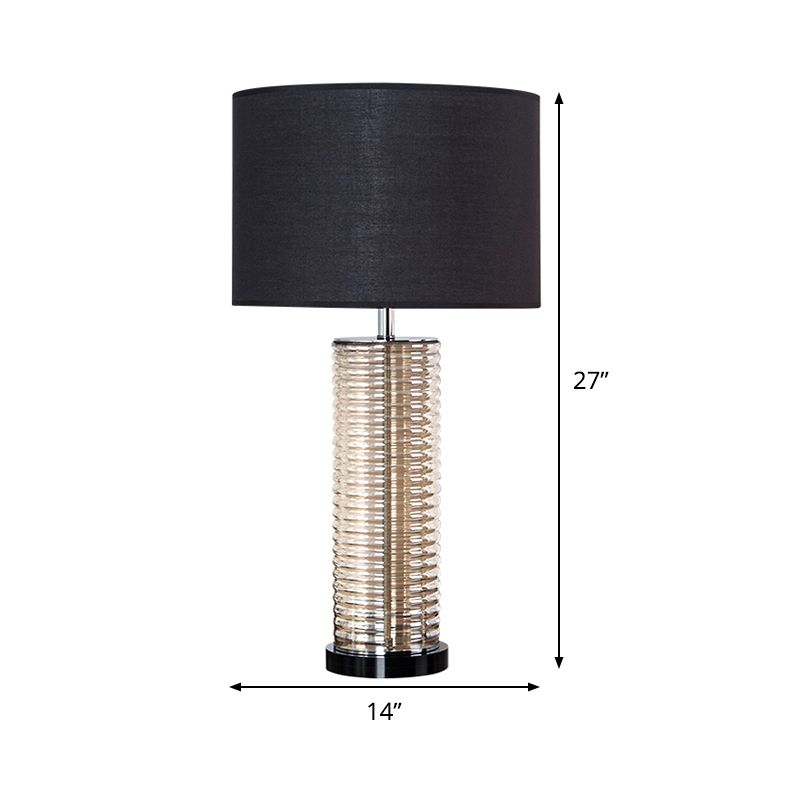Straight Sided Shade Task Lamp Modernism Fabric 1 Bulb Reading Book Light in Black