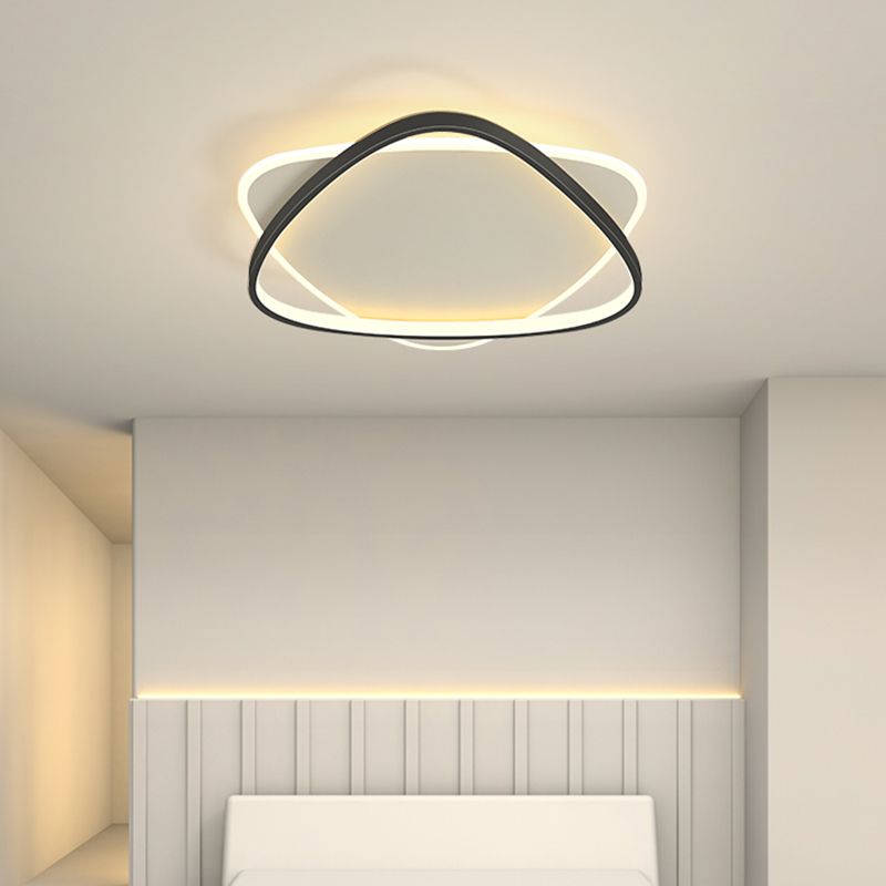 Black and White LED Flush Mount in Modern Style Iron Geometric Ceiling Fixture with Acrylic Shade