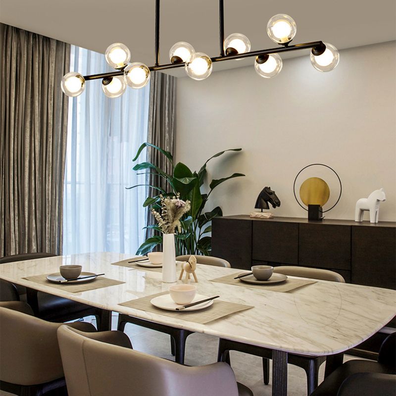 Modern Simple Dining Chandelier Light Round Glass Shade Pendant Light for Dining Room