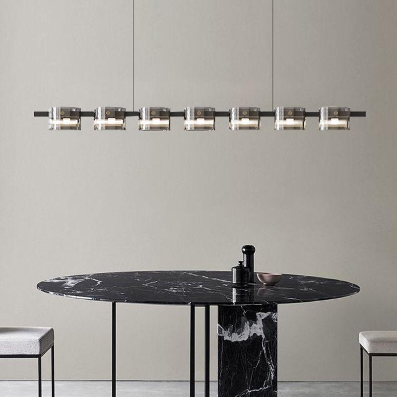 Simple Hanging Island Light Glass LED Hanging Lighting Fixture for Dining Room
