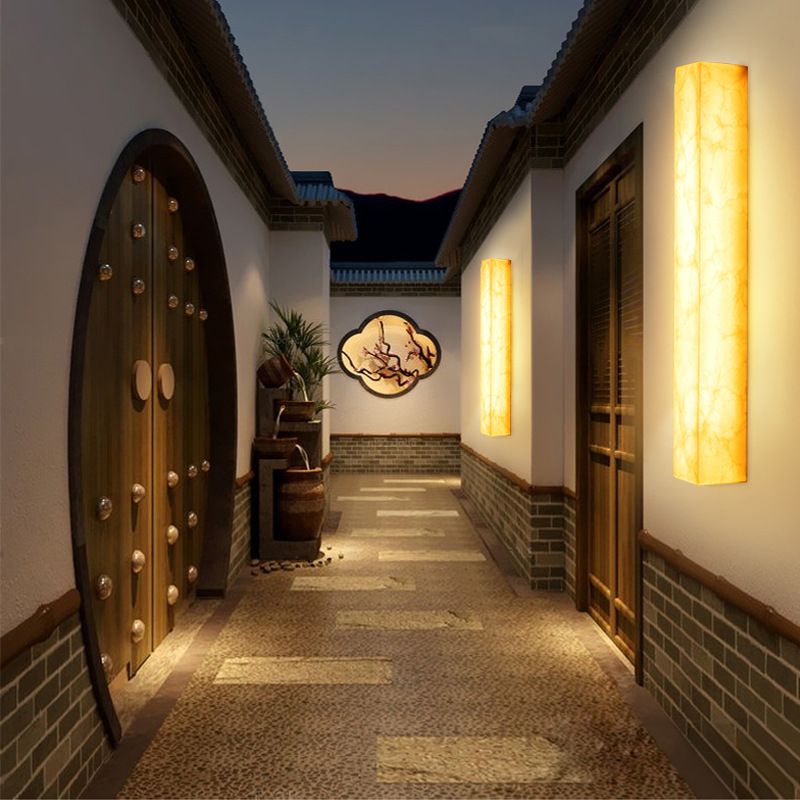 Modern Style Mica Wall Light White Cuboid Shape Wall Sconce for Bedroom