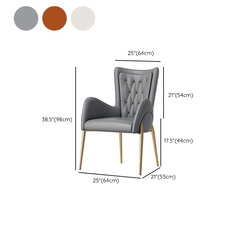 Metal Glam Style Side Chair Parsons Arm Chair with Gold Legs