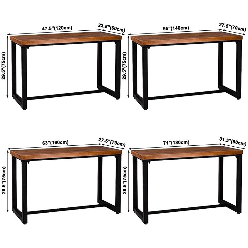 Industrial Dining Room Table Solid Wood Table with Black Trestle Base for Dining Room