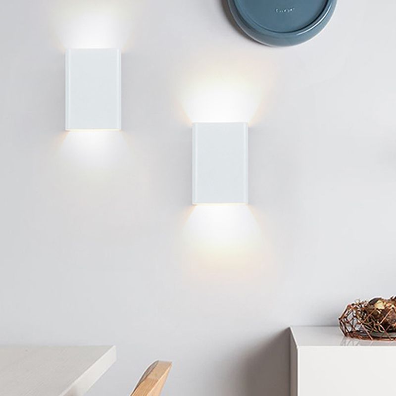 Modern Style Square Shape Wall Light Aluminum 2 Lights Sconces for Bedroom