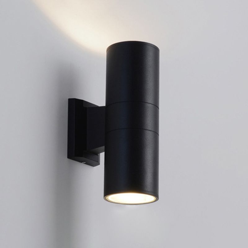 Mi-cylindre l'éclairage mural moderne métal métal 2 lumières lampe applicable en noir