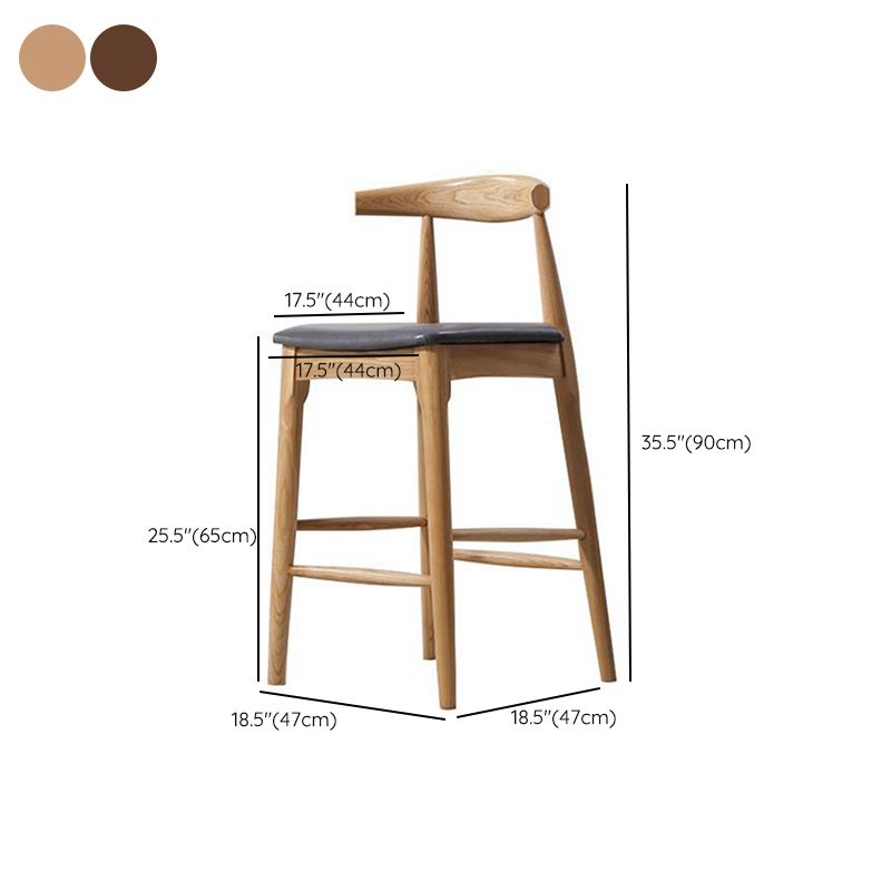 Faux Leather Dining Stools Industrial Bar Stool with Wood Base