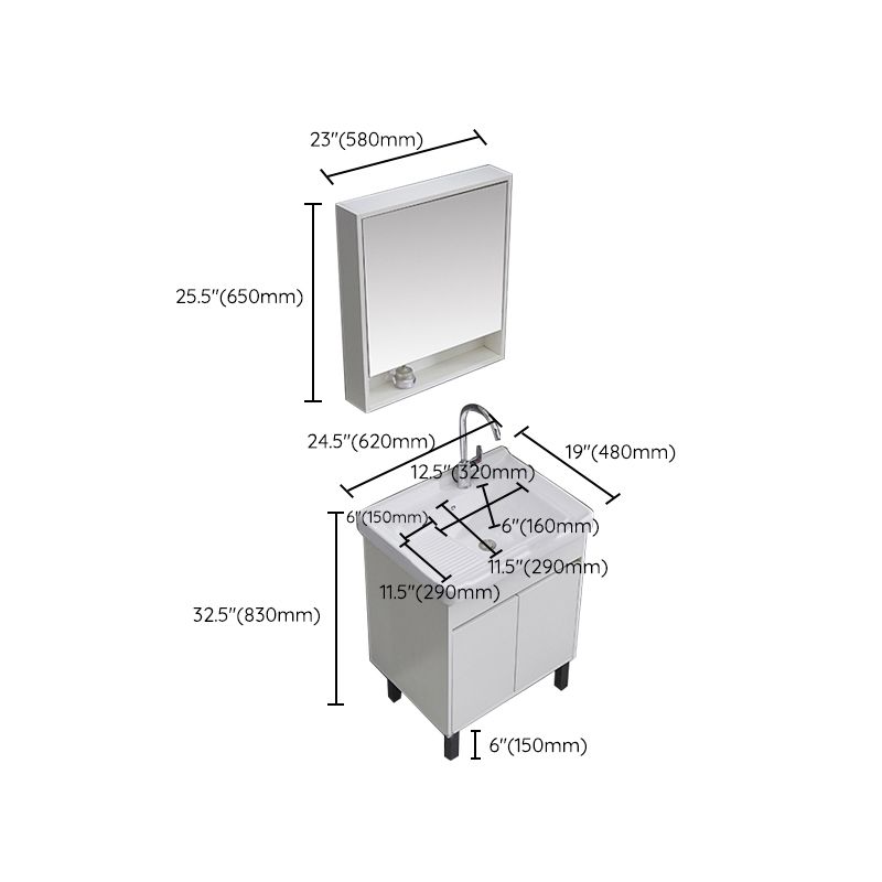 Single Sink Vanity Set Freestanding Rectangle 2 Doors Wood Bath Vanity