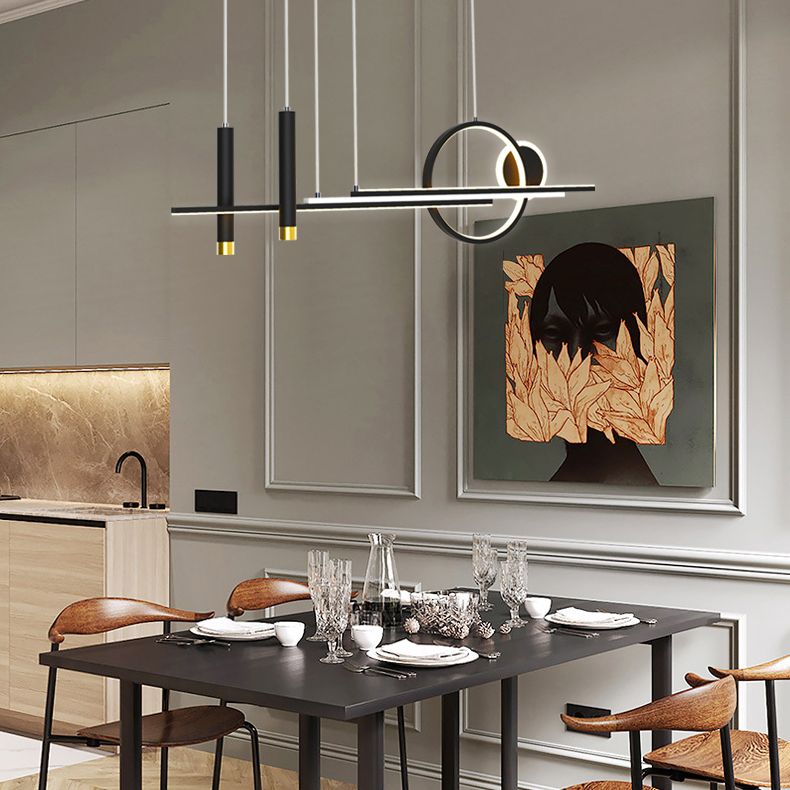 Idee per illuminazione dell'isola lineare contemporanea Kit di luce appesa in alluminio a LED per sala da pranzo