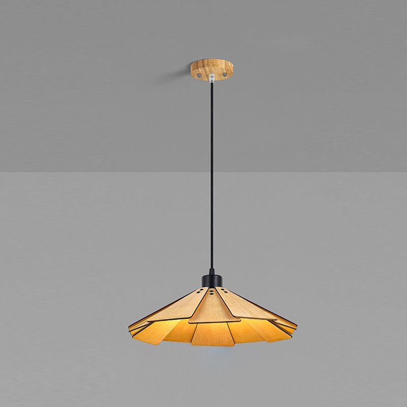 Modern Style Cone Shape Hanging Light Wood 1 Light Hanging Lamp for Living Room