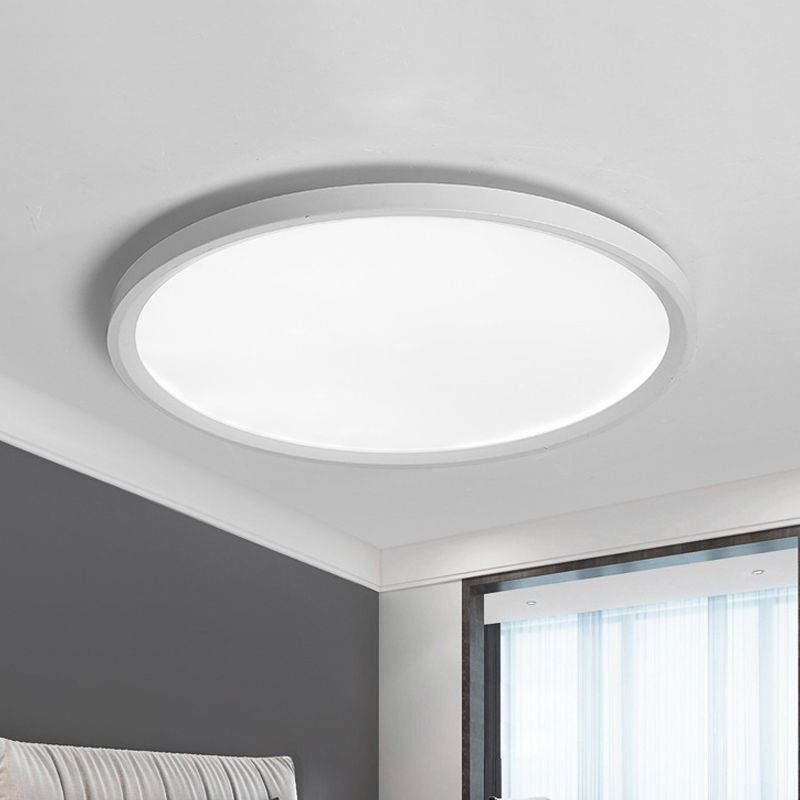 Illuminazione a soffitto rotonda sottile acrilica Simplicity White LED Flush Mount Fixture in luce calda/bianca, 16 "/19.5 "/23.5" Dia
