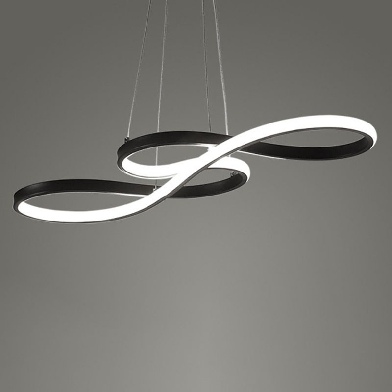 Modern Minimalist Indoor LED Pendant Light Aluminium Linear Hanging Lamp with Acrylic Shade