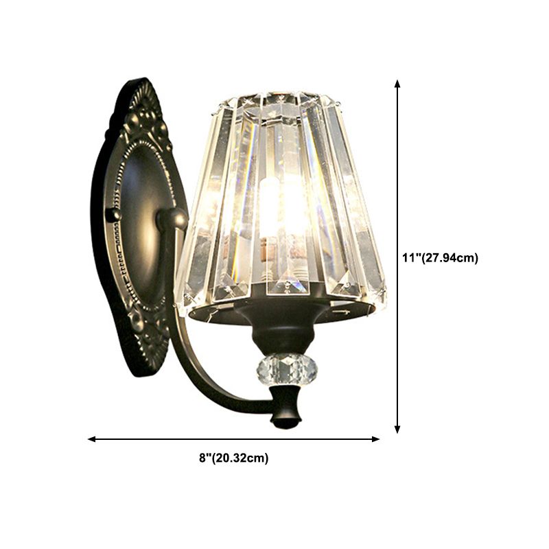 Modern Wall Sconce Black Wall Light Fixture with Crystal for Bedroom