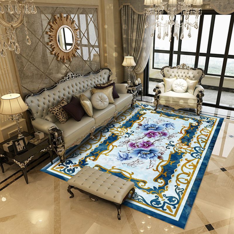 Abstract Marble Print Rug Eclectic European Style Carpet Anti-Slip Backing Carpet for Living Room