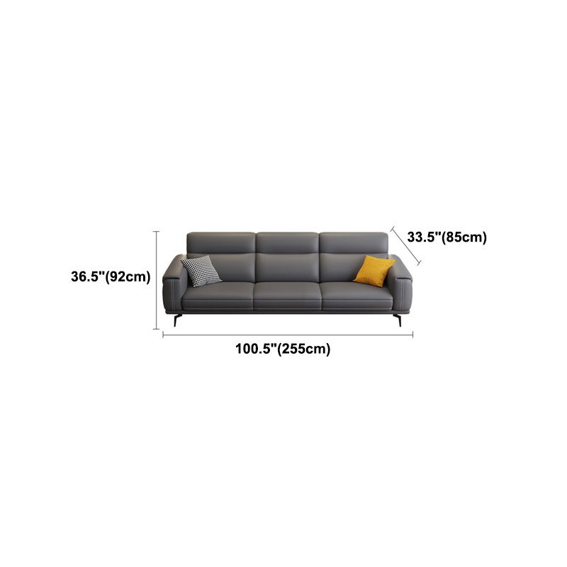 Modern Tufted Tight Back Genuine Leather Sectionals, 36" Sectional Sofa in Kingston Gray
