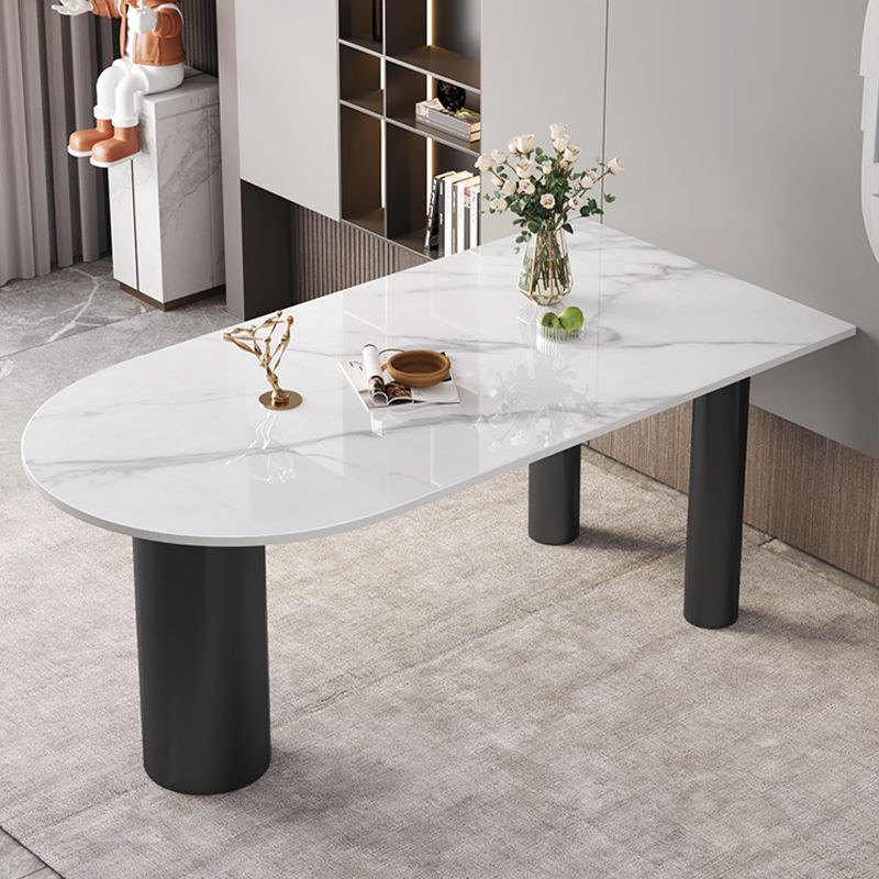 White Stone Top Dinner Room Kitchen Table Modern Tripod Base Dining Table