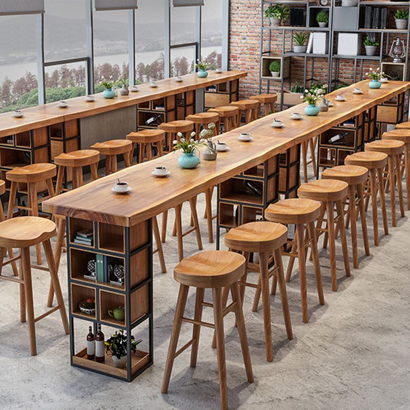 Contemporary Solid Wood Counter Stool Saddle Seat Backless Bar Stool