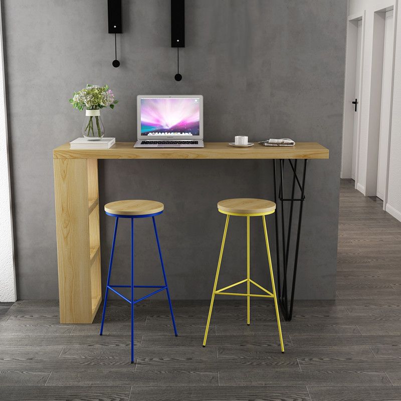 Modern Bar-height Table Solid Wood Top Pub Table for Dining Room