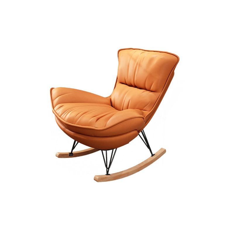 Modern Glider Chair Pure Color Metal Dark Legs Rocking Chair with Ottoman