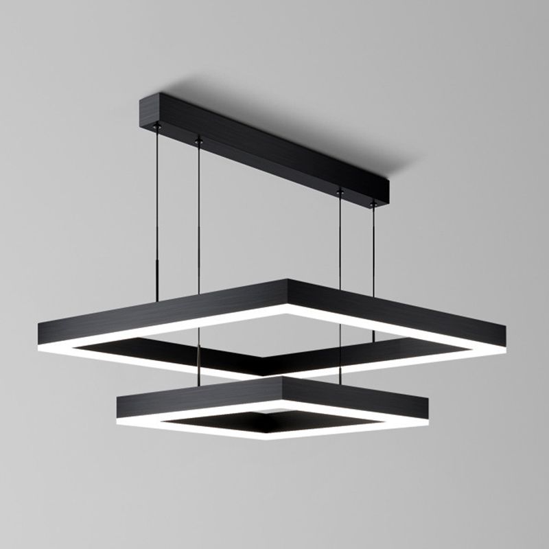 Metal Squared Chandelier Pendant Light Nordic LED Pendant Lighting Fixture in Black