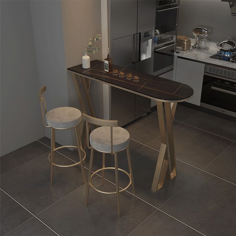 White Glam Style Table Iron and Faux Marble Milk Tea Shop Bar Table