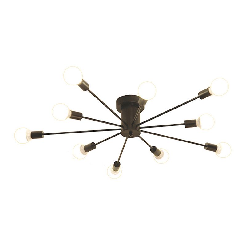 Sputnik Design Semi Flush Mount Lighting Minimalistic Metal Semi Flush Ceiling Light