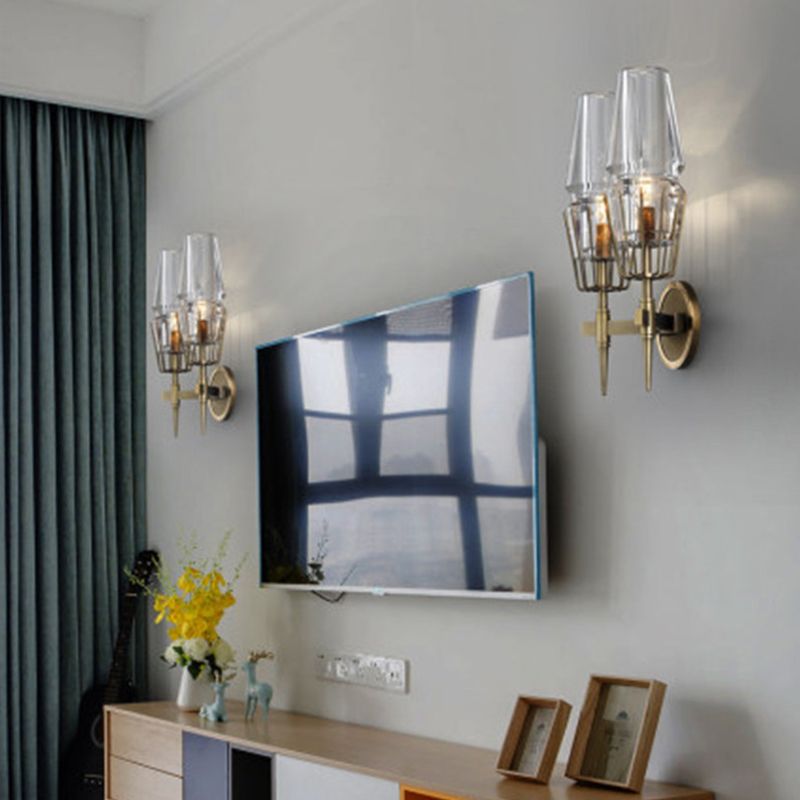 Metal Geometric Shape Wall Light Modern Style Multi Lights Wall Light Sconce in Brass