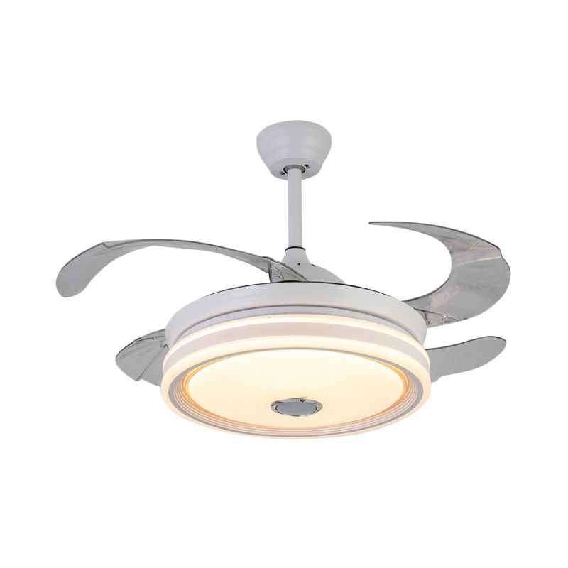 42 "" De large blanc rond suspendu lampe à fans moderne LED MODED LEMPUR MONT ÉCLAINEMENT avec 8 lames, télécommande / conversion de fréquence et télécommande