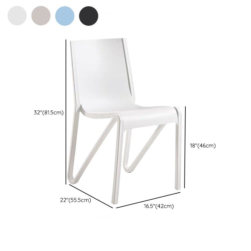 Contemporary Style Armless Chair Plastic Solid Back Side Dining Chair for Restaurant